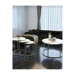 4 Lü Beyaz Desenli Temperli Kırılmaz Cam C Model Sehpa Takımı (ZİGON VE ORTA) 48651631