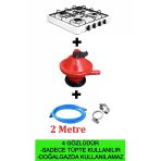 4 Lü Beyaz Renk Set Üstü Lpg Tüplü Ocak 4 Gözlü Tüplü Ocak Tüp Hortumlu Ocak Mutfak Tüp Dedantör Seti