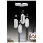4 LÜ DEFNE 3 RENK MODLU KRİSTAL TAŞLI LEDLİ SARKIT AVİZE 56185185518