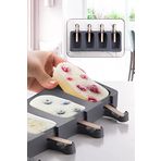 4' lü Magnum Dondurma Kalıbı, Silikon Büyük Boy Gri Dondurma kabı, Dondurmalık - (BPA Free)