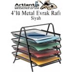 4 Lü Metal Evrak Rafı Siyah 1 Paket Masaüstü A4 Dosya Düzenleyici Kağıt Tepsisi Metal Çelik Fileli Dört Katlı Hareketli - Standart - 4 Katlı