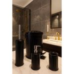4 Lü Paslanmaz Çöp Kovası Banyo Seti - Çöp Kovası - Tuvalet Fırçası - Diş Fırçalık - Sıvı Sabunluk - Siyah