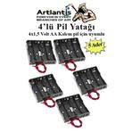 4 Lu Pil Yatagi Deney 5 Adet Pil Yuvasi Pil Kutusu Aa Kalem Kalin Pil 4X1,5 Volt Yayli Pil Yuvasi