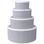 4 Lü Yuvarlak Saklama Kabı Seti Çizgili Desenli BPA İçermez 3 LT 1.8 LT 1 LT 0,55 LT Buzdolabı Düzenleyici Mikrodalga ve Derin Dondurucu Uyumlu BPA İçermez Sağlıklı Erzak Kabı (GRİ, YUVARLAK 4 LÜ SET)