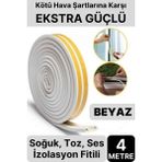 4 Metre Beyaz Pvc Doğrama Kapı Pencere Soğuk Geçirmez Sızdırmaz Izolasyon Fitil Yapışkanlı 2x2=4 mt