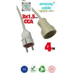 4 Metre Uzatma Kablosu Tek Prizli Cca 3x1.5mm² | Günlük Kullanıma Uygun | Amezay Cable - Beyaz-Grı