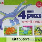 4 Mini Puzzle Sevimli Dinozorlar 2-3 Yaş Eolo Yayıncılık