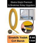 4 mt Güçlü Premium Sineklik Yedek Cırt Bant Pencere Kapı Yapışkanlı Tül Sinek Perdesi Bandı 2 Adet