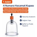 4 Numara Hacamat Kupası 1 Adet Vakumlu Manuel Kupa Bardak Dayanıklı Plastik Hacamat Kabı
