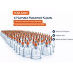 4 Numara Hacamat Kupası 100 Adet Vakumlu Manuel Kupa Bardak Dayanıklı Plastik Hacamat Kabı