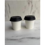 4 Oz(118ml) Kapaklı Karton Bardak 100 Adet Bardak+ 100 Adet Kapak Beyaz Desen Maycup