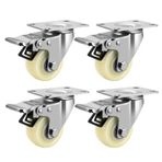 4 paket 2 "50mm naylon tekerlekler tekerlekler döner teker rulmanlı tek el arabası tekerleği mobilya tezgahı endüstriyel(Swivel brake casters)