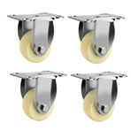4 paket 3 "75mm naylon tekerlekler tekerlekler döner teker rulmanlı tek el arabası tekerleği mobilya tezgahı endüstriyel(Fixed casters)