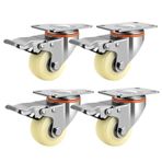 4 paket 5 "125mm naylon tekerlekler tekerlekler döner teker rulmanlı tek el arabası tekerleği mobilya tezgahı endüstriyel(Swivel brake casters)