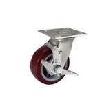 4 Paket Ağır Hizmet Tekerlekleri, 4"/5"/6"/8" PU Döner Tekerlek, Endüstriyel için Frenli Ekstra Genişlik Tekeri(5" Swivel side brake wheel)