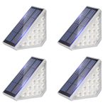 4 Paket Güneş Enerjili Led Adım Işıkları, Çok Renkli Dış Mekan Merdiven Aydınlatması, Su Geçirmez, Kablolama Gerekmiyor, Abs Malzeme, Kolay Kurulum