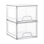 4 Paket İstiflenebilir Makyaj Organizatörü, 4.4 '' Uzun Akrilik Banyo Düzenleyici ve Depolama Çekmeceleri, Vanity, Undersink, Dolaplar, Kiler için Şeffaf Plastik Çekmece Saklama Kutuları
