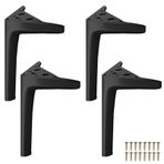4 paket Metal mobilya ayakları 25cm siyah karbon çelik yedek ayaklar kanepe masa dolabı DIY projeleri için vidalar içerir kolay kurulum için
