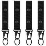 4 Paket Naylon Görev Kemeri Tutucuları Anahtarlık Düzenleyici Metal Taktik Dişli Klips ve Çift Çıtçıtlar, 5 cm Genişliğinde Görev Kemeri Tutucu Polis için Yardımcı Kanca, Siyah, M
