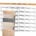4 Paket Taşınabilir Pantolon Askıları, Yerden Tasarruf Sağlayan Seyahat Pantolon Askısı, 7 Katlı Çoklu Metal Legging Elbise Askısı, Seyahat Askıları Pantolon Kot Etekler Eşarp Legging için Temel