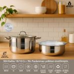 4 Parça Cook And Store Paslanmaz Çelik Tencere Saklama Kabı Pratik Set