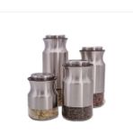 4 Parça Kilitli Vakumlu Metal Cam Kavanoz Seti