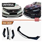 4 Parça Ön Lip Universal Ön Tampon Eki Piano Black Beyaz Dilli
