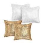 4 Parça Peluş ve Payetli Kırlent Kılıfı 45*45 - Altın - 45 x 45 cm