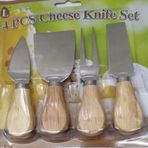 4 Pcs Cheese Knife Set Meşe Bambu Peynir Kesici Bıçak Dilimleme Seti 4 Adet D-raf