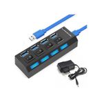 4 Port Usb 3.0 Çoklayıcı Hub Anahtarlı Işıklı Adaptörlü Çoğaltıcı (533634723)