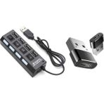 4 Port USB Çoklayıcı Çoğaltıcı On Off Işıklı ve USB Typce Dönüştürücü