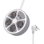 4 Priz, 2 USB’li, Anahtarlı, 1.5 Metre, 3680 Watt, 16 Amper Grup Priz