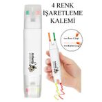 4 Renk Fosforlu Kalem 1 Adet 4 Lü İşaretleme Kalemi Canlı Renkler Sarı Pembe Turuncu Yeşil Fixpoint P-2892