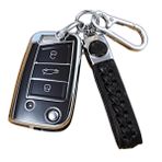 【4 renk】 Z.MYUKI Ibiza KJ FR anahtar kılıfı, anahtarlık, Seat Ibiza 6F 2017-2022 2023 için, aksesuar orijinal (siyah)