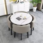 4 Sandalyeli Yuvarlak Mutfak Yemek Masası Seti, 5 Parça Mobilya Seti, Yuvarlak Konferans Masası, Kahvaltı Bar, Yemek Odası Takımı - 31,5x29,5 inç.