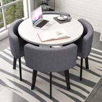 4 Sandalyeli Yuvarlak Mutfak Yemek Masası Seti - Yemek Odası ve Konferans Salonu için Modern 5 Parça Yuvarlak Masa Takımı - Ev ve Ofis için Çok Yönlü Mobilya - 74,9 x 74,9 cm Yuvarlak Yemek Masası