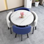 4 Sandalyeli Yuvarlak Yemek Masası Seti Mutfak Yemek Odası Mobilya Seti Yuvarlak Kahvaltı Bar Masası 80 x 74 cm Küçük Alanlar için Modern Tasarım