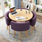 4 Sandalyeli Yuvarlak Yemek Masası Takımı, Küçük Ofis Konferans Odası Masaları ve Sandalyeleri, Modern Eğlence Yemek Odası Mobilyaları Mutfak Salon Oturma Odası için,C-80cm(31.5")