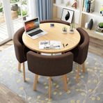 4 Sandalyeli Yuvarlak Yemek Masası Takımı, Küçük Ofis Konferans Odası Masaları ve Sandalyeleri, Modern Eğlence Yemek Odası Mobilyaları Mutfak Salon Oturma Odası, T),E-,E-80cm(31.5")