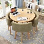 4 Sandalyeli Yuvarlak Yemek Masası Takımı, Küçük Ofis Konferans Odası Masaları ve Sandalyeleri, Modern Eğlence Yemek Odası Mobilyaları Mutfak Salon Oturma Odası, T),G-,G-80cm(31.5")