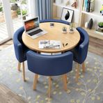 4 Sandalyeli Yuvarlak Yemek Masası Takımı, Küçük Ofis Konferans Odası Masaları ve Sandalyeleri, Modern Eğlence Yemek Odası Mobilyaları Mutfak Salon Oturma Odası, T),M-,M-80cm(31.5")