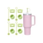 4 Set (12 Parça) Silikon Sızdırmaz Kapak Seti – Stanley Quencher 30/40 Oz ile Uyumlu – Dökülmeye Dayanıklı Tıpa ve Pipet Ucu – Yeşil Renk
