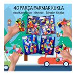 4 Set - 40 Parça Tox Masal Kahramanları, Meyveler, Sebzeler ve Taşıtlar Parmak Kukla T225 T104 T105 T181