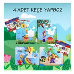 4 Set - 48 Parça Tox Gökkuşağı ve Elmacı Ayı 3+ Keçe Yapboz - 3 Yaş Puzzle T044 T042
