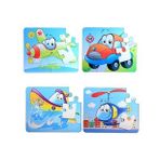 4 Set - 48 Parça Tox Uçak, Araba, Tekne ve Helikopter 3+ Keçe Yapboz - 3 Yaş Puzzle T004 T005