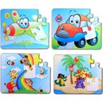 4 Set - 48 Parça Uçak, Araba Ve Gökkuşağı 3+ Keçe Yapboz - 3 Yaş Puzzle T004 T042