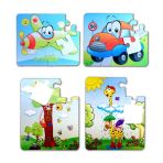 4 Set - 48 Parça Uçak, Araba ve Zürafa 3+ Keçe Yapboz - 3 Yaş Puzzle T004 T043