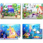 4 Set - 96 Parça Tox Oyun Parkı ve Deniz Kızı 5+ Keçe Yapboz - 5 Yaş Puzzle T040 T041