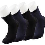 4 Set, Çift Taban Takviyeli Pamuk Siyah ve Lacivert Kadın Çorap, Cordura Elyaf ile 20 Kat Daha Fazla Dayanıklık, Yürüyüş ve Koşu Çorabı