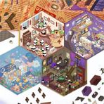 4 Set Kendin Yap 3D Ev Çıkartmaları, Kendin Yap 3D Çıkartma Sahnesi, 3D Minyatür Sahne Çıkartmaları, Çocuklar Yetişkinler için Komik Sevimli Kore Karikatür Çıkartma Sahneleri, Kendi Çıkartmalarınızı